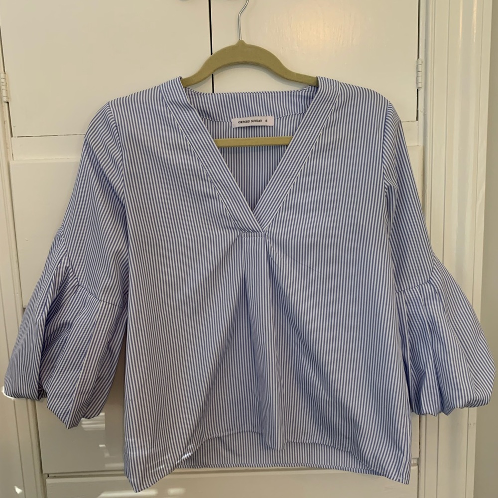 Blue and White Striped Top